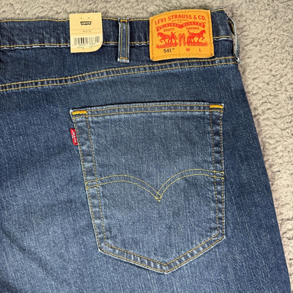 NEW Levi's 541 Athletic Fit Jeans Men's Big & Tall 48x30 Blue Denim Stretch - Picture 6 of 10